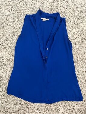 Banana Republic Royal Blue Sleeveless V-Neck Blouse